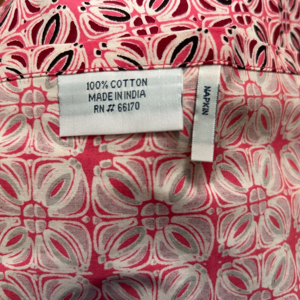 Set of 6 Napkins, Pink Patterned‎ Cotton Napkins 6, 20” square